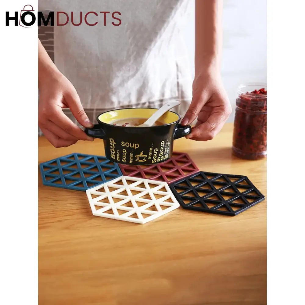 Silicone Heat Resistant Nonslip Coaster Set (4Pcs Set)