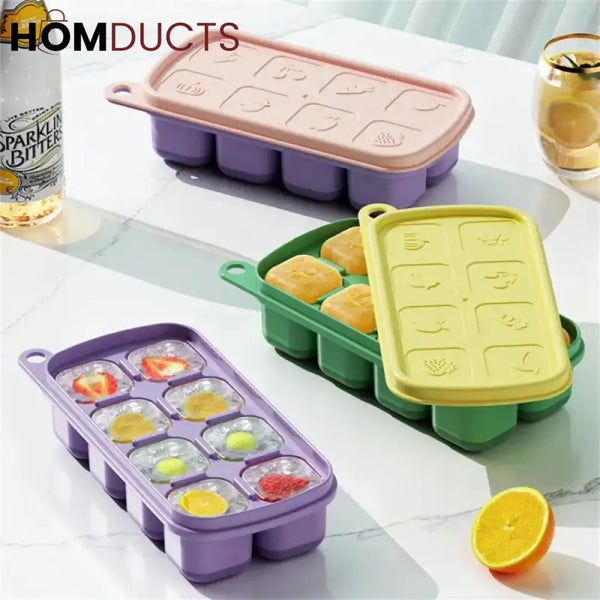 Silicone Ice Cube Mold With Lid
