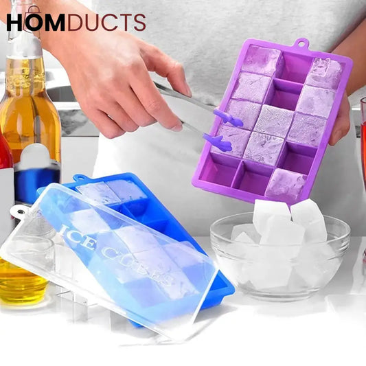 Silicone Ice Cube Tray With Lid