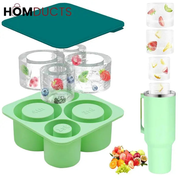 Silicone Ice Shot Glass Maker Mold with Lid – Reusable Round Ice Cup Molds for Stanley Cocktails Desserts & Fruit