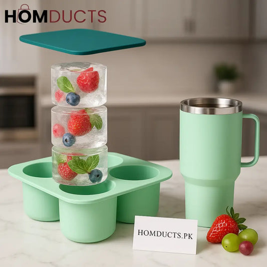 Silicone Ice Shot Glass Maker Mold with Lid – Reusable Round Ice Cup Molds for Stanley Cocktails Desserts & Fruit