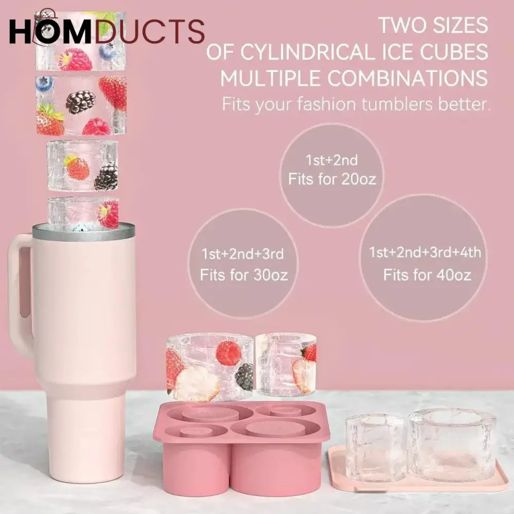 Silicone Ice Shot Glass Maker Mold with Lid – Reusable Round Ice Cup Molds for Stanley Cocktails Desserts & Fruit