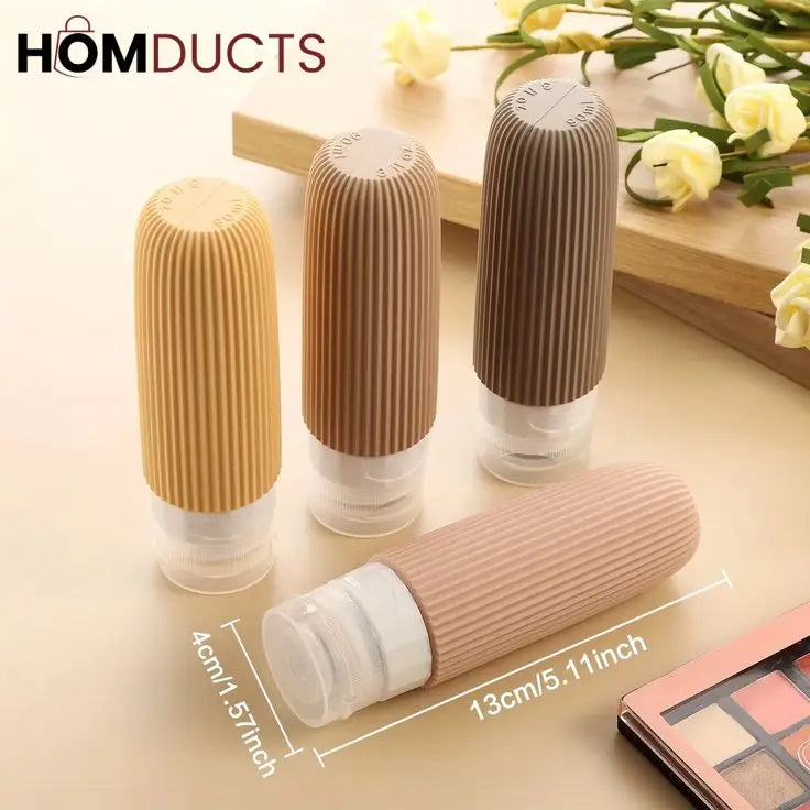 Silicone Travel Bottles Set – Refillable Leakproof Squeeze Containers for Toiletries Shampoo Lotion & Skincare