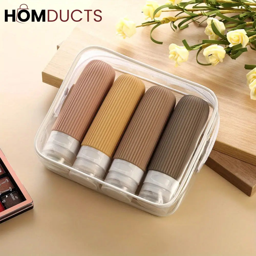 Silicone Travel Bottles Set – Refillable Leakproof Squeeze Containers for Toiletries Shampoo Lotion & Skincare