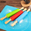 Silicone Wooden Handle Rolling Pin