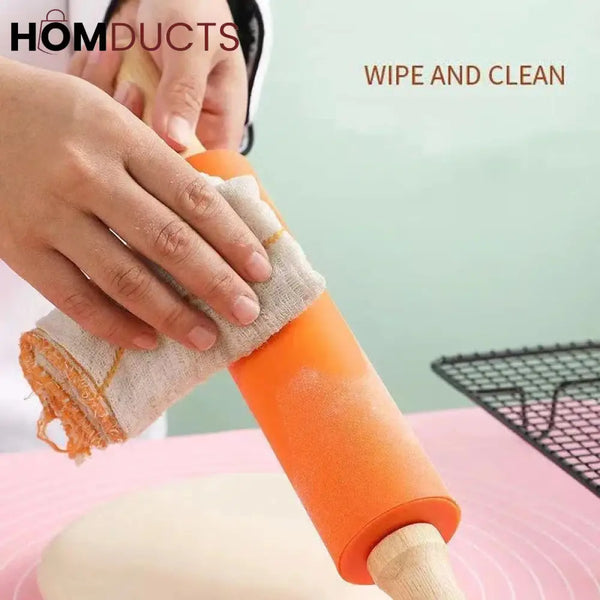 Silicone Wooden Handle Rolling Pin