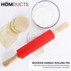 Silicone Wooden Handle Rolling Pin