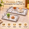 Premium Silver Decorative Rectangular Serving Tray Set – 2 Piece features and details