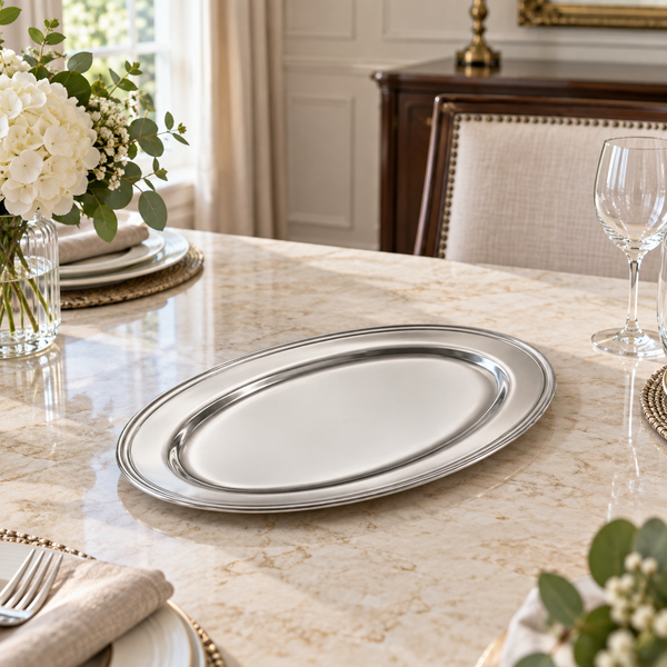 Premium 35 cm silver oval serving tray