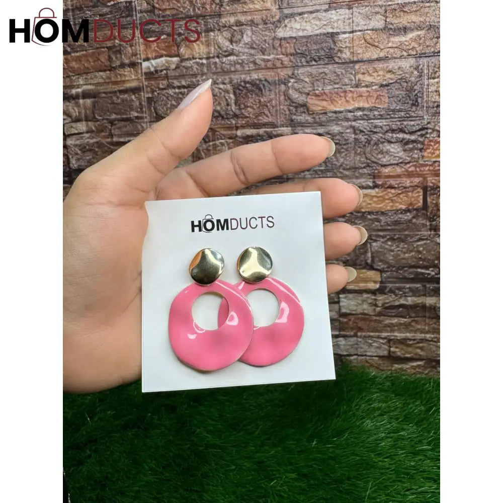 Simple Hollow Earings Pink