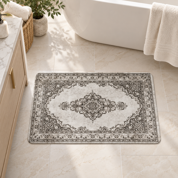 Small absorbent bathroom floor mat - Classic Grey design