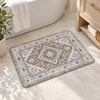 Small absorbent bathroom floor mat - Beige Medallion design