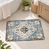 Small absorbent bathroom floor mat - Blue Vintage design