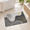 Small absorbent bathroom floor mat - Abstract Monstera design