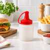 Small squeeze sauce and condiment dispenser
