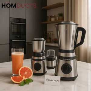 Smart Homes 3-in-1 Heavy Duty Blender Grinder Juicer – 1800W Copper Motor (Stainless Steel)