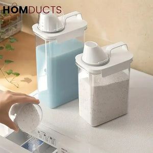 Smart Laundry Dispenser Set – Stackable Containers with Built-In Measuring Cup for Detergent & Softener