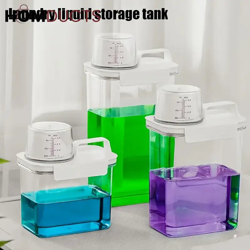 Smart Laundry Dispenser Set – Stackable Containers with Built-In Measuring Cup for Detergent & Softener