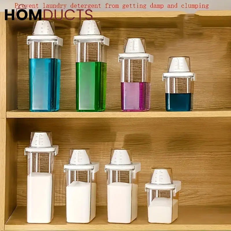 Smart Laundry Dispenser Set – Stackable Containers with Built-In Measuring Cup for Detergent & Softener