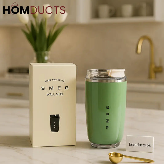 SMEG Premium Insulated Wall Mug – 50’s Retro Style Travel Tumbler (Green)