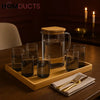 Smoke Glass Pitcher Set with Bamboo Lid & Tray – 7-Piece Luxury Drinkware