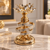 Gold spiral crystal lotus candle holder