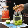 Square Glass Smoothie Tumbler with Handle & Straw - Stylish & Durable
