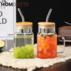 Square Glass Smoothie Tumbler with Handle & Straw - Stylish & Durable