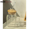 Square Glass Smoothie Tumbler with Handle & Straw - Stylish & Durable