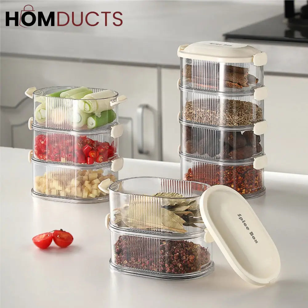 Stackable Kitchen Spice Organizer & Food Storage Box 4 layer Household Supplies