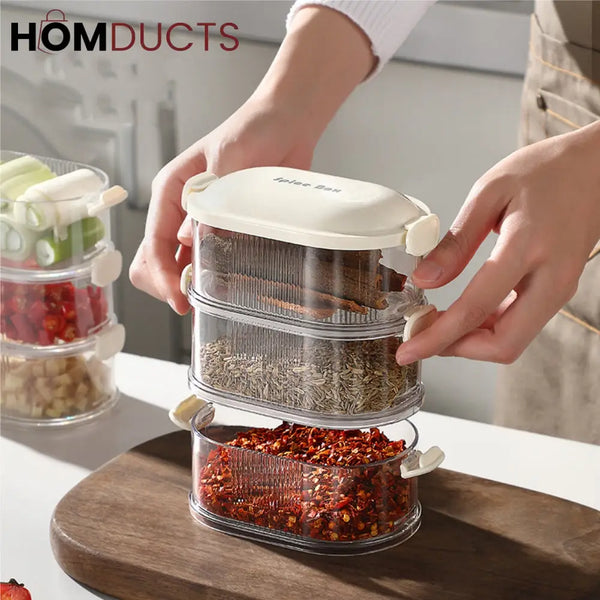 Stackable Kitchen Spice Organizer & Food Storage Box 4 layer Household Supplies