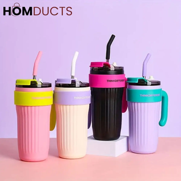 Stainless Portable Coffee Straw Mug