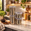 Four piece stainless steel airtight canister set