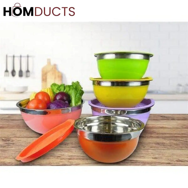 Stainless Steel Colourful Bowl (5Pcs Set)