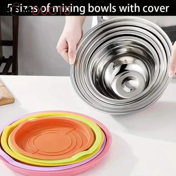 Stainless Steel Colourful Bowl (5Pcs Set)