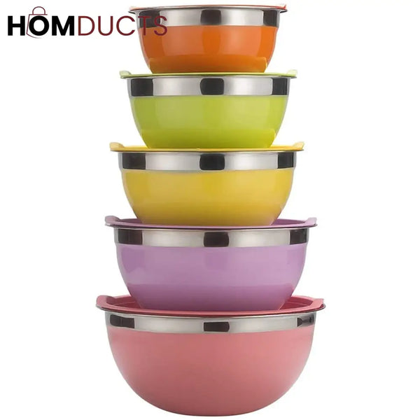 Stainless Steel Colourful Bowl (5Pcs Set)