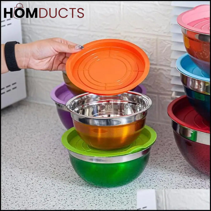 Stainless Steel Colourful Bowl (5Pcs Set)