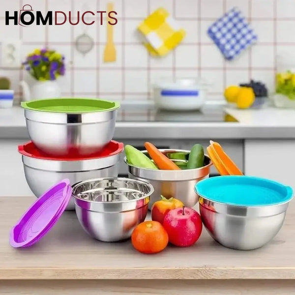 Stainless Steel Colourful Bowl (5Pcs Set) Style 2