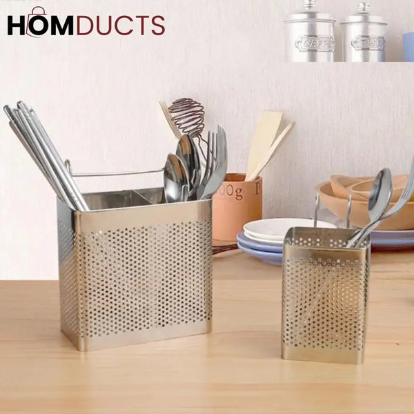 Stainless Steel Cutlery Holder With Hanging Option