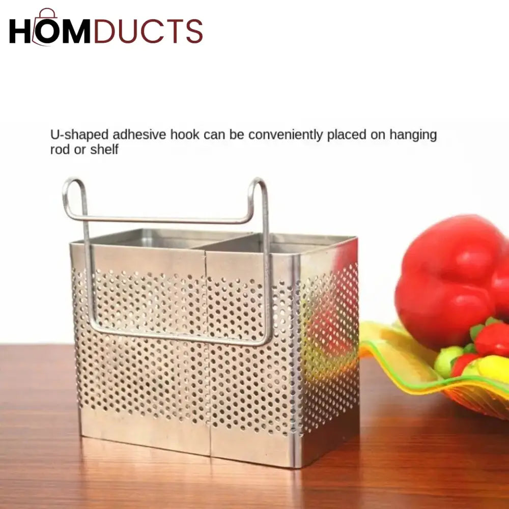 Stainless Steel Cutlery Holder With Hanging Option