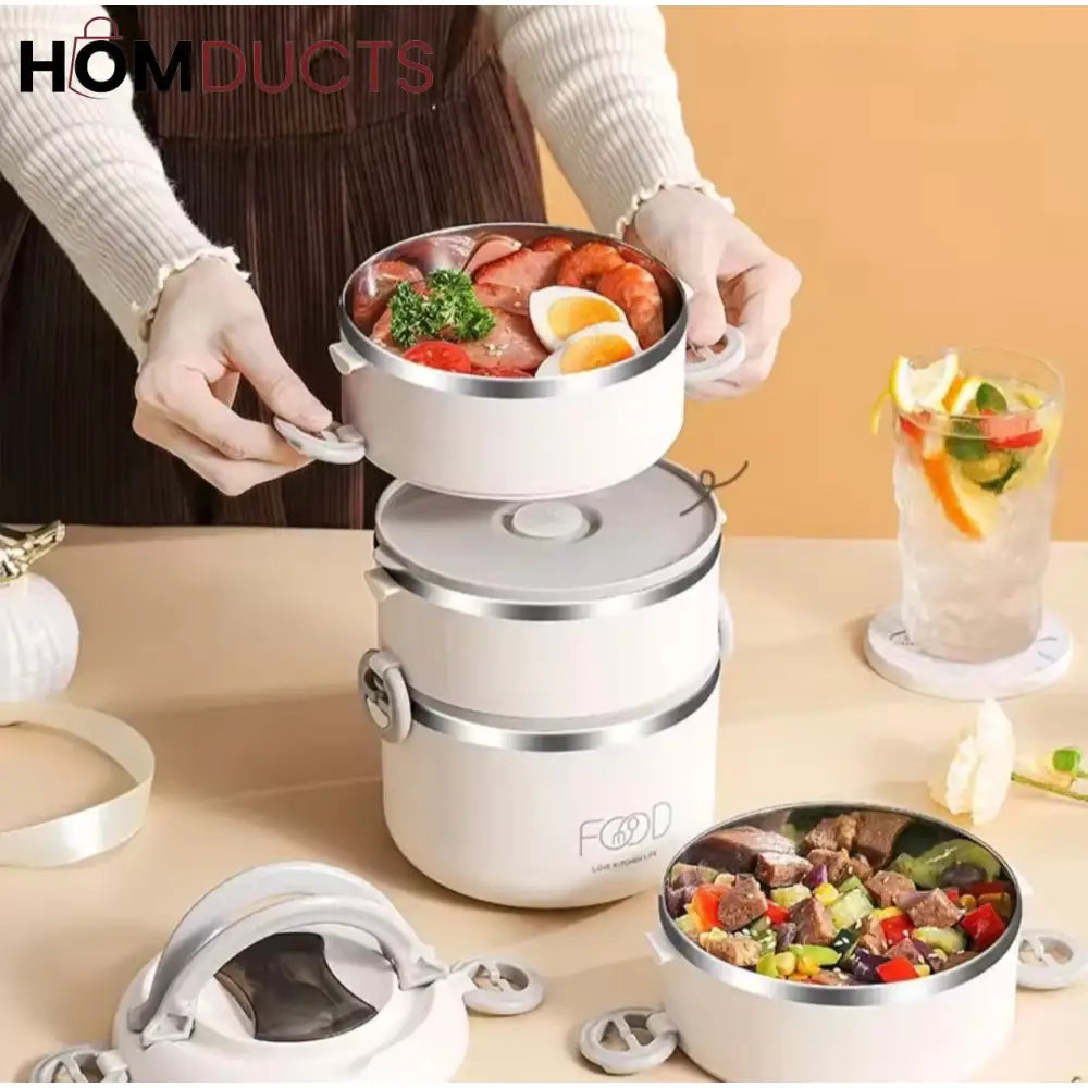 Stainless Steel Lunch Box With Thermal Bag (Premium Quality)