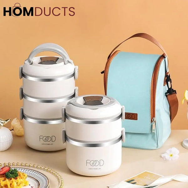 Stainless Steel Lunch Box With Thermal Bag (Premium Quality)