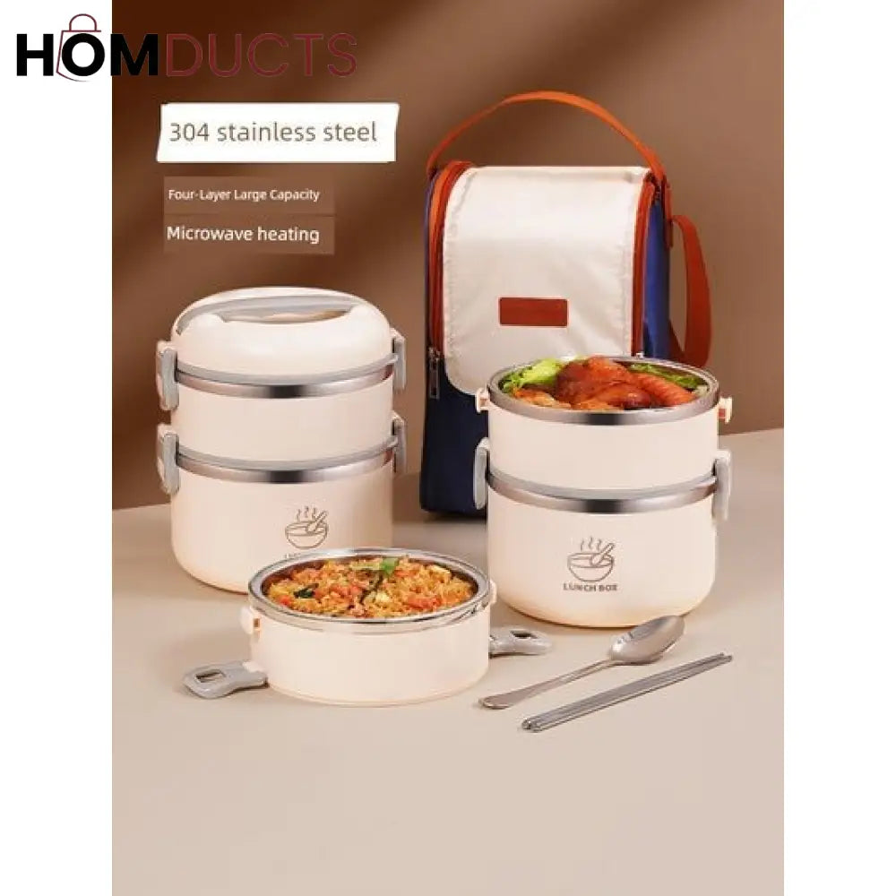 Stainless Steel Lunch Box With Thermal Bag (Premium Quality)