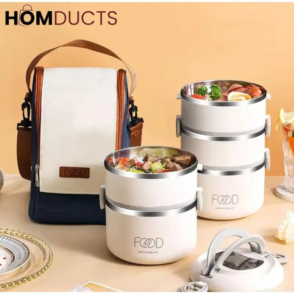 Stainless Steel Lunch Box With Thermal Bag (Premium Quality)