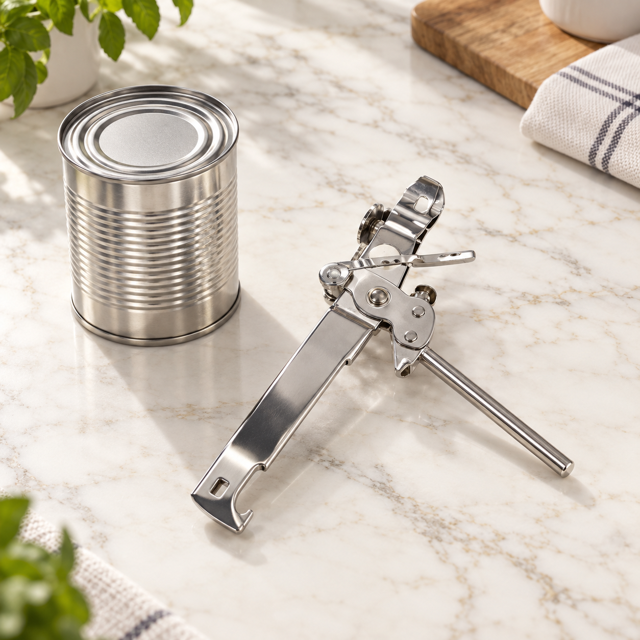 Stainless steel manual can opener