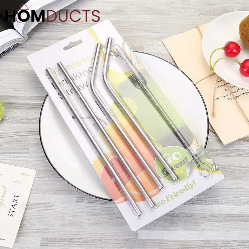 Stainless Steel Straw 4 Pcs Set