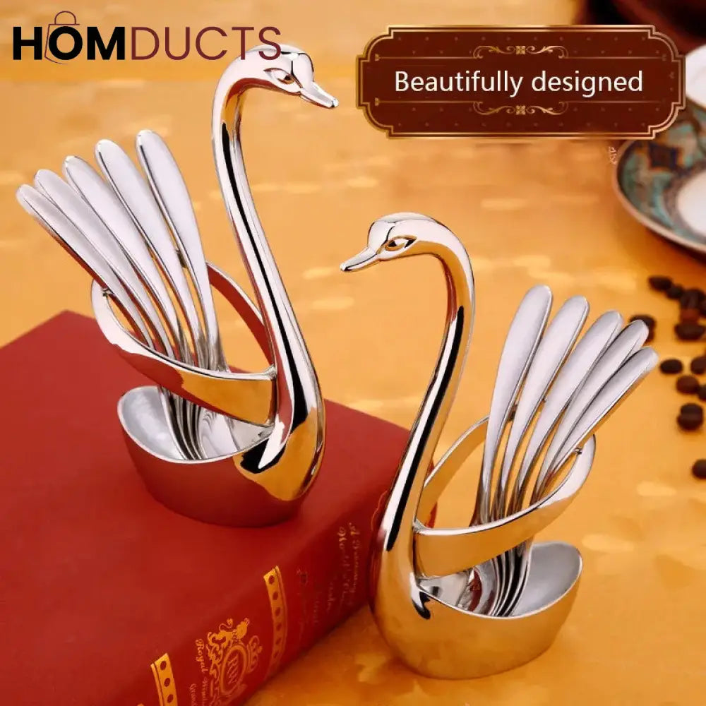 Stainless Steel Swan Shape Cutlery Holder