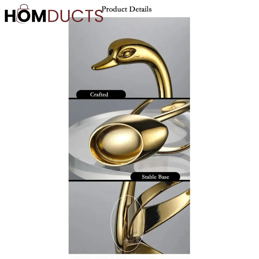 Stainless Steel Swan Shape Cutlery Holder Golden