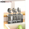 Stainless Steel Utensil Holder for Kitchen Countertop – Modern Cutlery Drying Rack with Drainage for Spoons Forks and