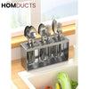 Stainless Steel Utensil Holder for Kitchen Countertop – Modern Cutlery Drying Rack with Drainage for Spoons Forks and
